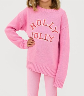 girl's callie sweater holly jolly in gumdrop pink