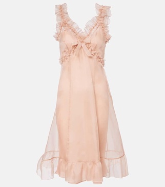 Ruffled silk organza minidress