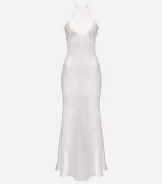 Silk-blend midi dress