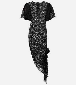 Asymmetric lace midi dress