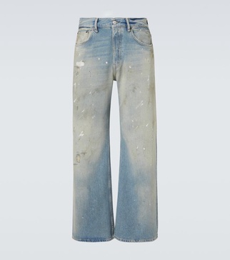 2021M mid-rise printed wide-leg jeans