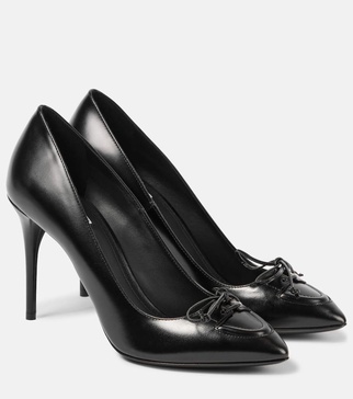 Bow-Detailed Leather Pumps