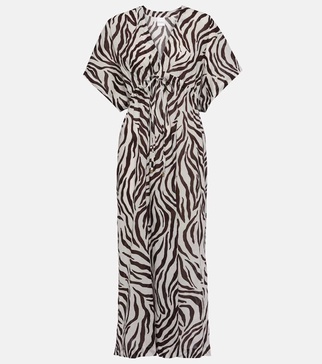 Dorotea zebra-print cotton midi dress