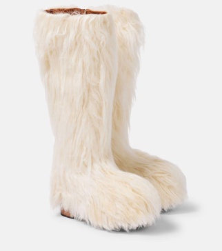 Faux fur knee-high boots