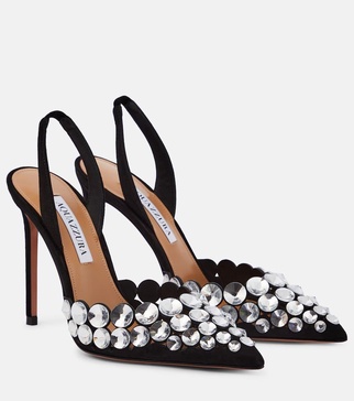 Maxi-Tequila suede slingback pumps