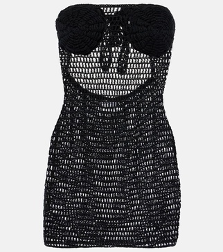 Camellia cotton crochet minidress