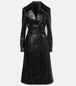 Faux leather trench coat