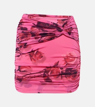 Floral ruched miniskirt