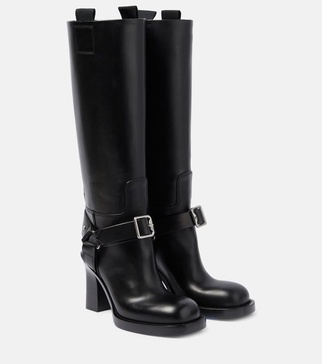 Stirrup leather knee-high boots