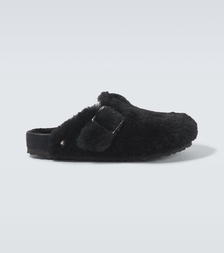 Boston 1774 shearling-lined suede mules