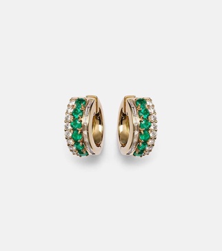 Lola 18kt gold earrings with emeralds and diamonds