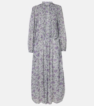 Dalida printed cotton voile midi dress