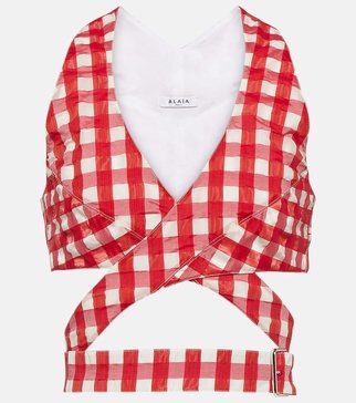 Vichy gingham cutout crop top