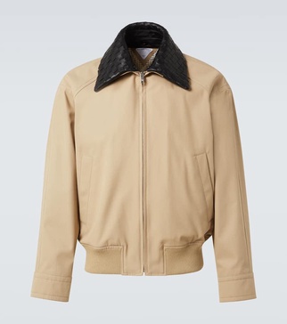 Intrecciato leather-trimmed twill blouson