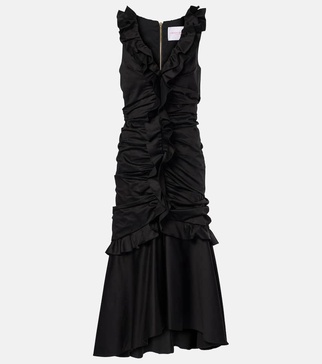 Ruffled cotton-blend midi dress