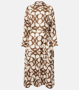 Ileana printed silk twill shirt dress