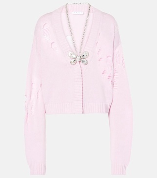 Embellished cotton and cashmere cardigan