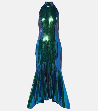 Sequined fishtail midi dress