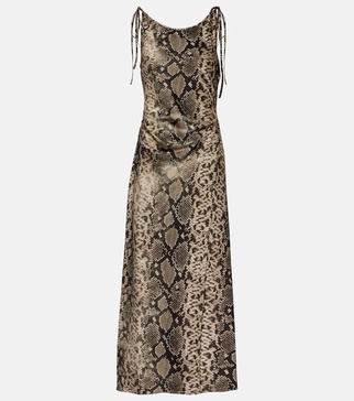 Dayla snake-print satin midi dress