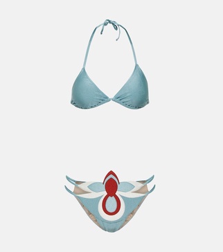Floral-appliqué cutout bikini