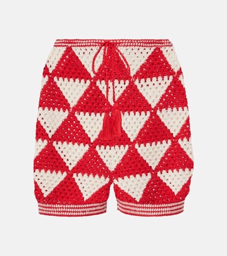 Malia crochet high-rise cotton shorts