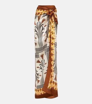 Printed silk beach cover-up