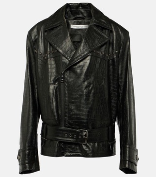 Studded leather biker jacket