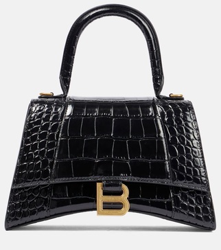Hourglass XS croc-effect leather crossbody bag