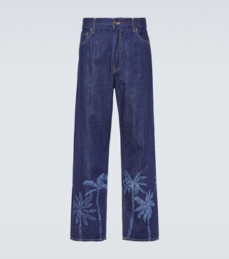 Jungle printed straight jeans