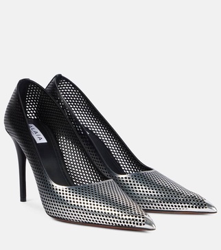 90 ombré leather mesh pumps