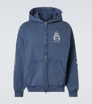 Burning Unity zip-up cotton hoodie