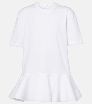 Peplum cotton jersey T-shirt 