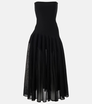 Pleated strapless gown