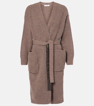 Emblema ribbed-knit wool-blend cardigan