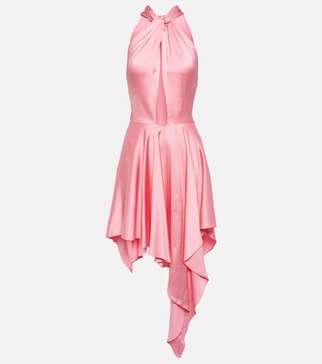 Cutout asymmetric halterneck dress