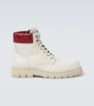 Haddock Intrecciato leather lace-up boots