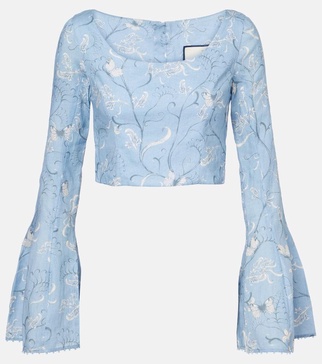 Limoncillo Lymanopoda floral linen crop top
