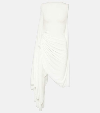 Asymmetric draped jersey minidress