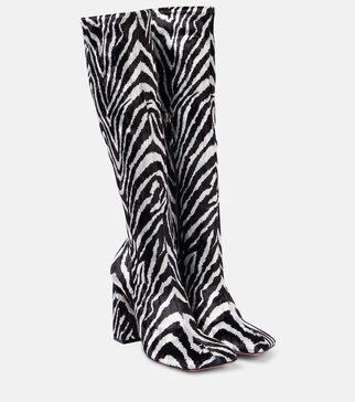Marine Stretch 95 velvet knee-high boots