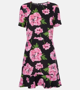 Iconic floral ruffled silk minidress