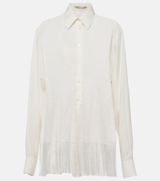 Open-knit fringed shirt