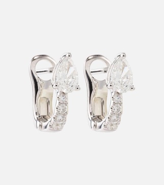 18kt white gold huggies with diamonds