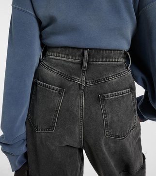 Cutout high-rise tapered jeans