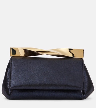 Twist Mini leather-trimmed clutch
