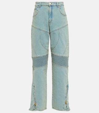 Paneled high-rise wide jeans