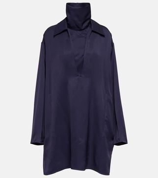 High-neck satin minidress