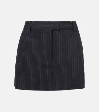 Chalk stripe wool and cotton miniskirt
