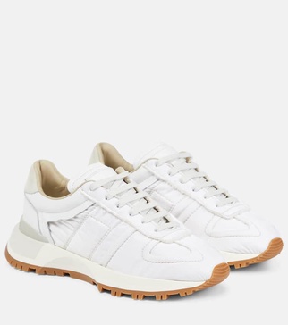 Leather-trimmed sneakers