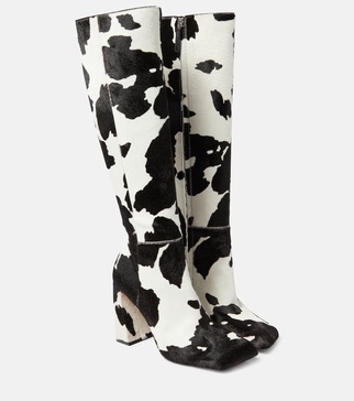 Marine calf hair knee-high boots