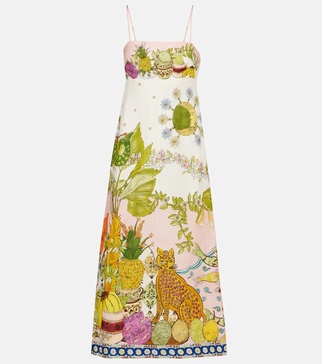 Hazel printed linen-blend maxi dress